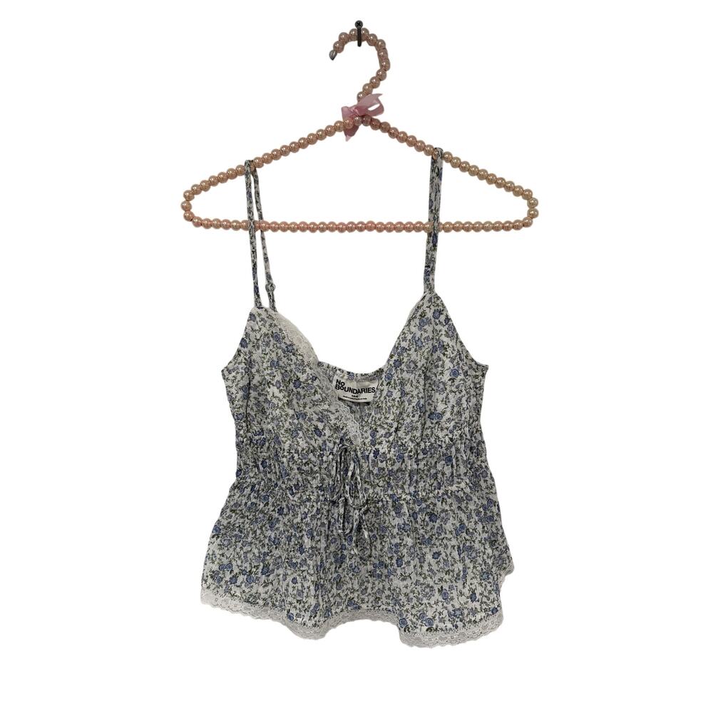 No Boundaries Women's Blue Rose Ditsy Cami Top - Size: Small